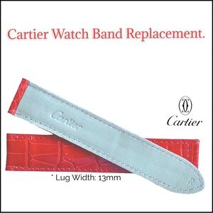 Free Shipping! Authentic Cartier Red Alligator Watch Straps.*